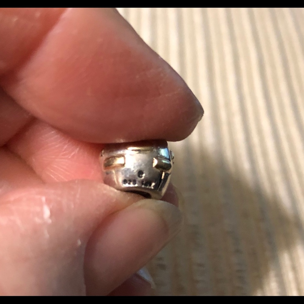Pandora type bead 14 Mt and sterling silver geomet